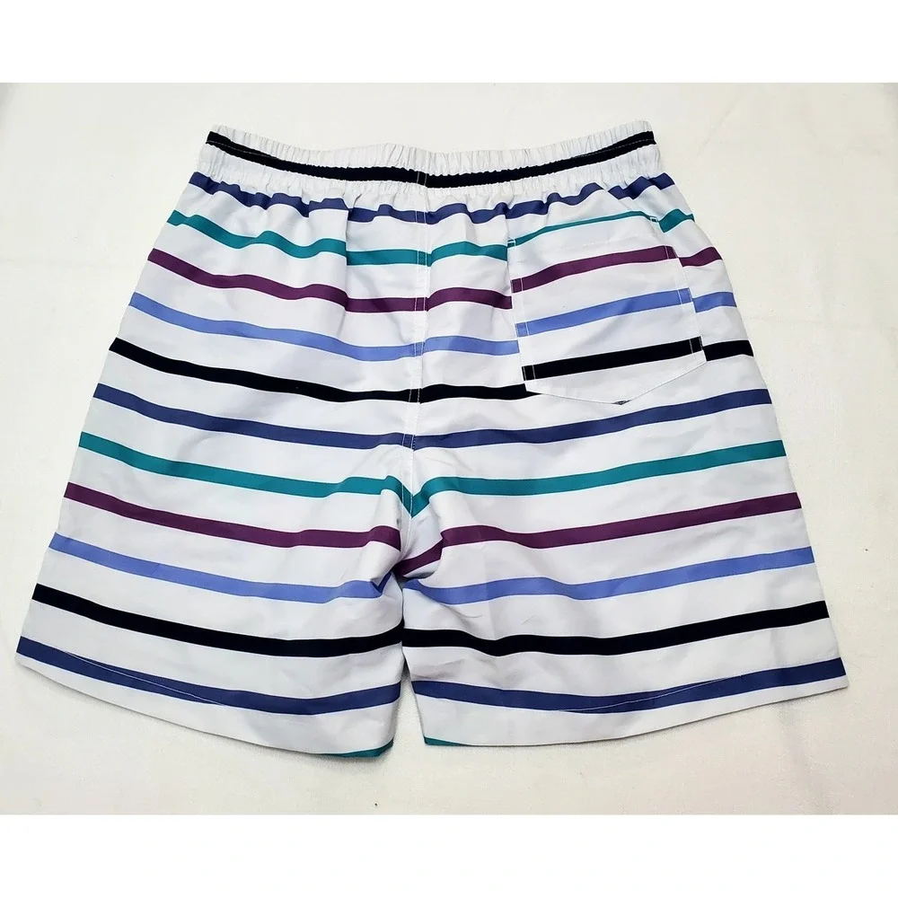 2 Pairs ● SHEIN Men's Striped With‎ Drawstring Swim Shorts/Trunks ● Size Small